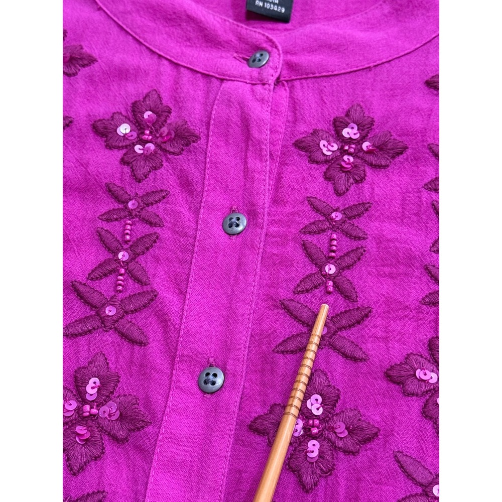 Style‎ & Co Embroidered Sleeveless Top Women 3X Purple Magenta Cotton Gauze Boho - Picture 8 of 9